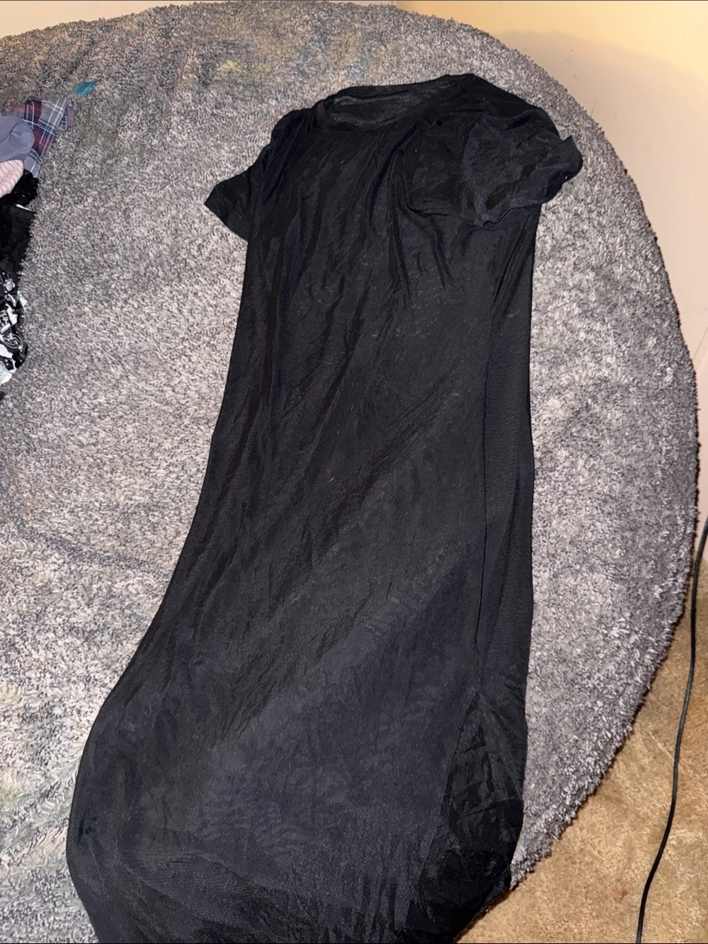 Sheer Black Mesh Overlay Maxi Dress